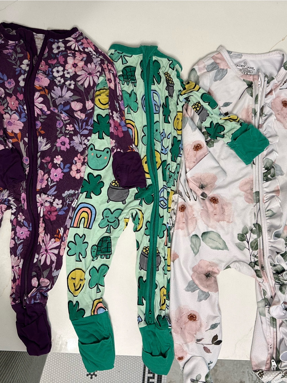 3 Little Sleepies Footed Pajamas 6-9mo